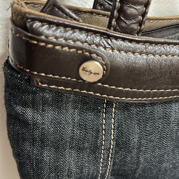 Thirty-One Denim Bag with Brown Leather Trim - Picture 5 of 7